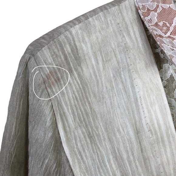 Vintage 80s On The Rocks Jumpsuit Lace Crinkle Wrinkle Tie Front - Picture 12 of 16